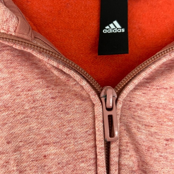 Adidas Pink Zip Long Hoodie Coat - Cozy Sporty - Size S/M - Picture 3 of 8